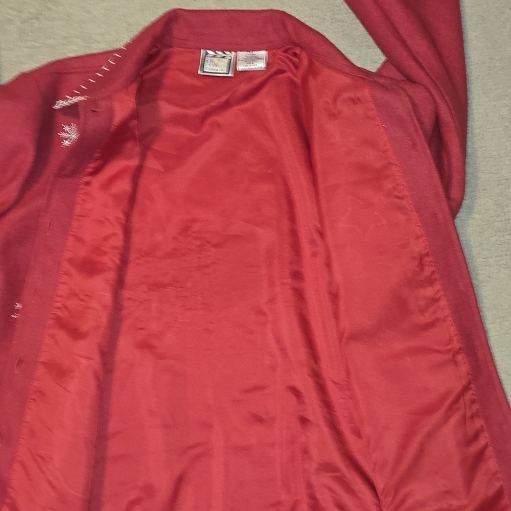 TAKE TWO WOOL BLEND CHRISTIMAS LINED JACKET SNOWMAN VINTAGE RED WOMENS LARGE - Picture 5 of 8